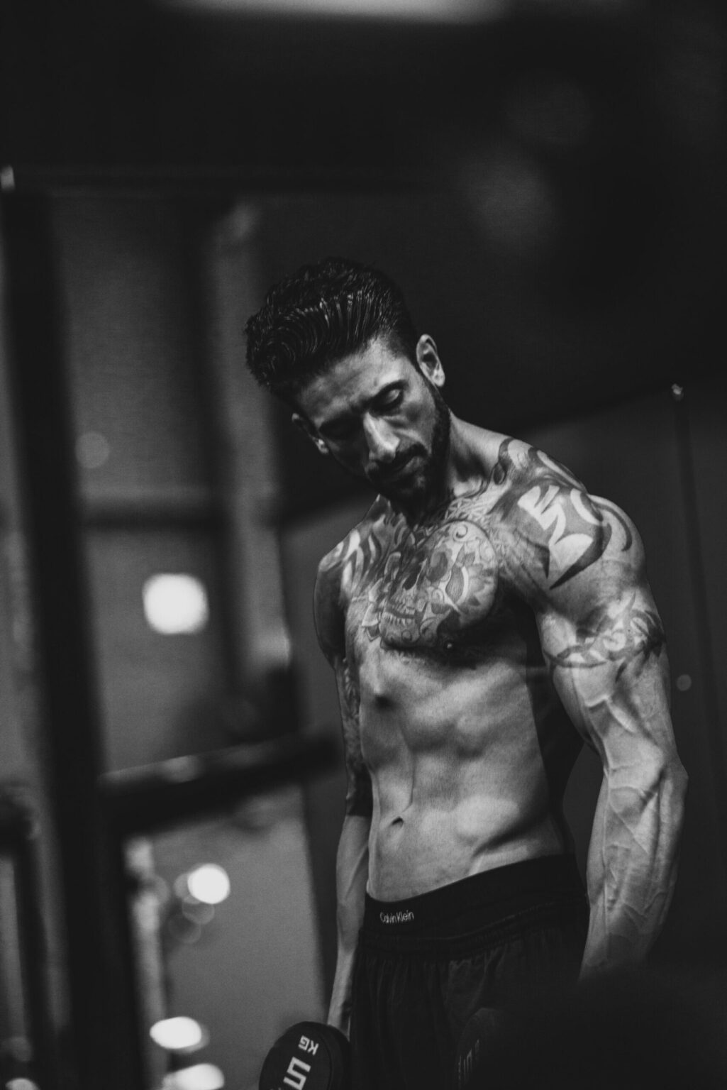 Male body builder having a photo shoot