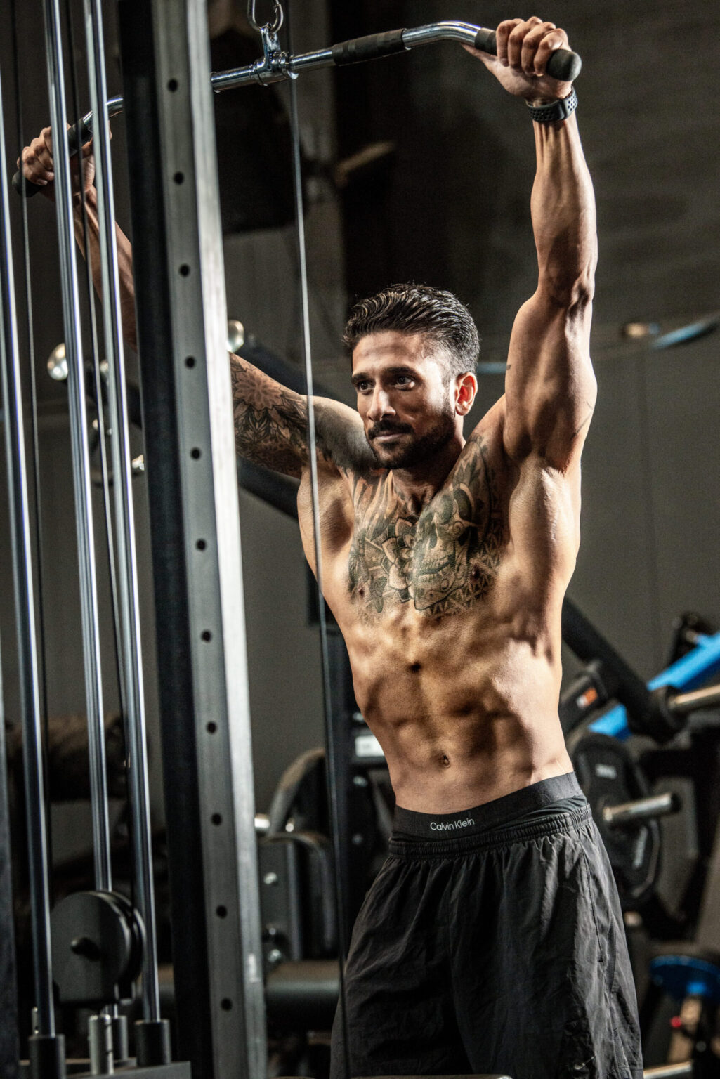 Male body builder having a photo shoot