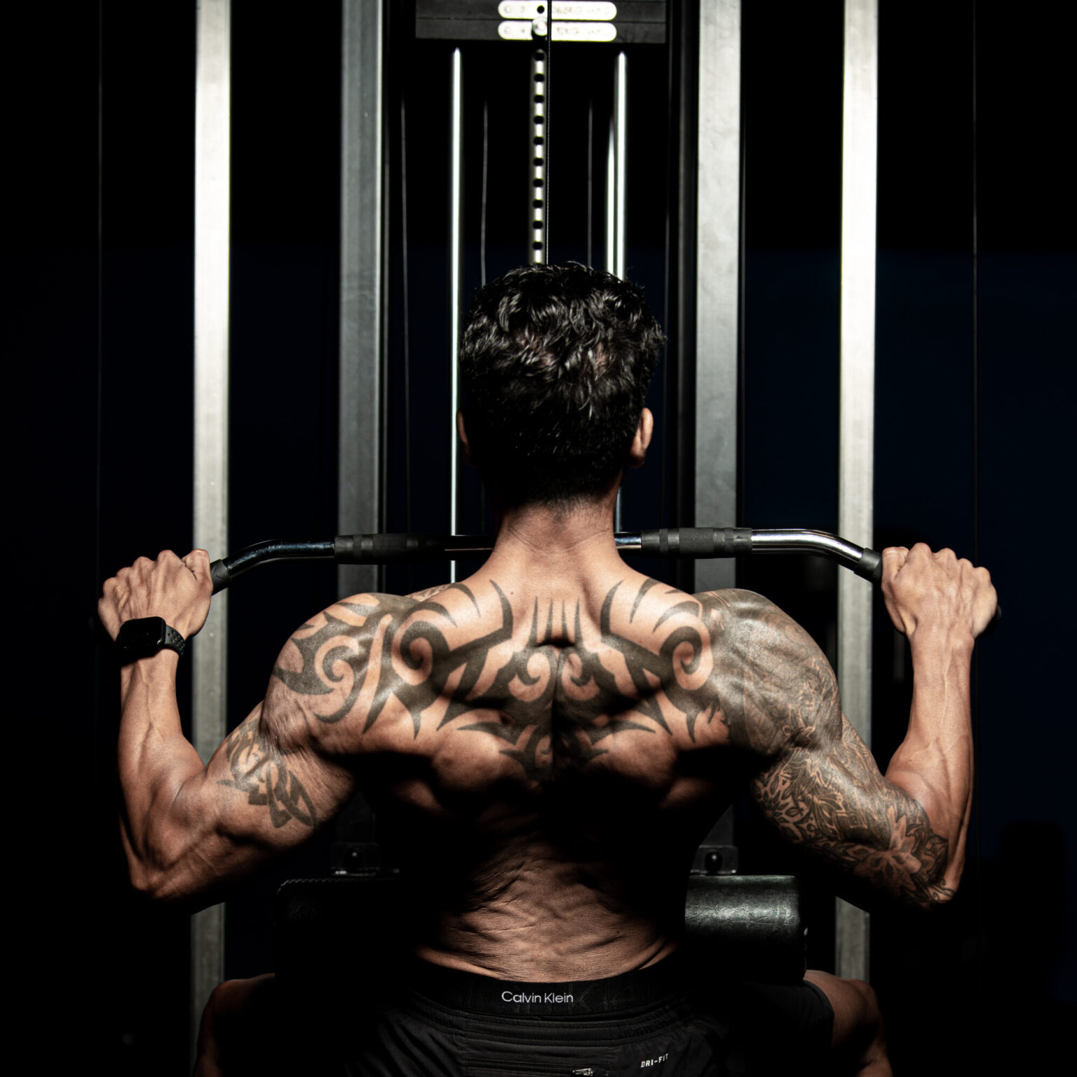 Male body builder having a photo shoot