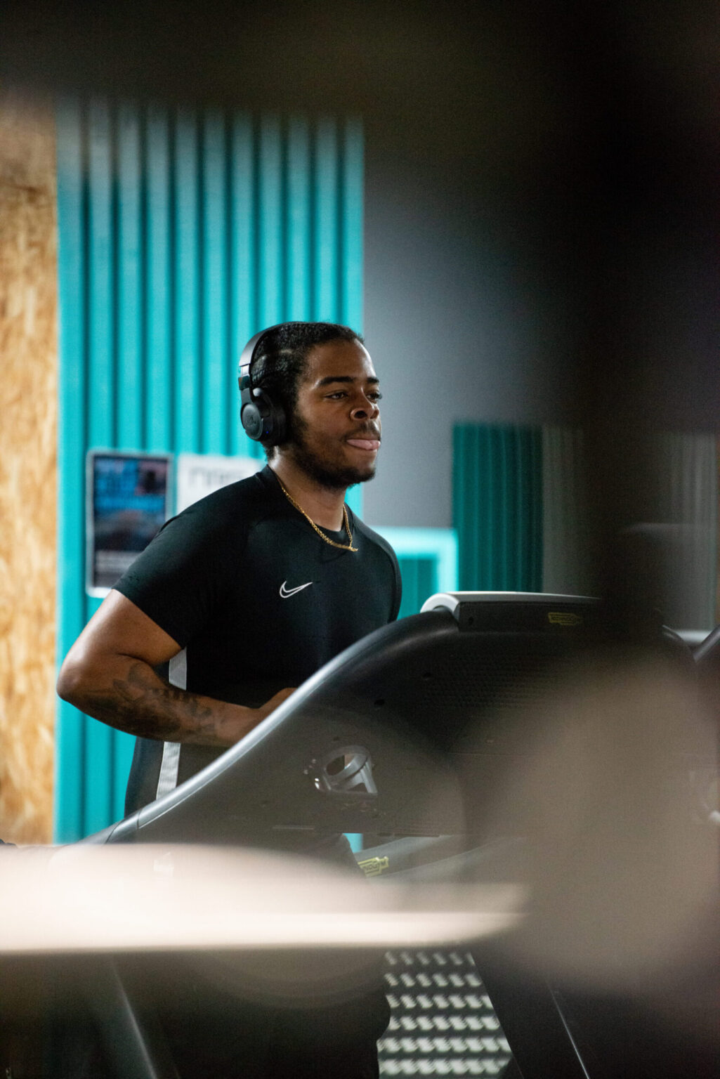 Runner on a treadmill in a gym